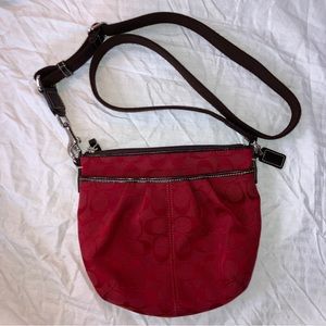 Vintage 2000s Red Coach Canvas Crossbody Bag